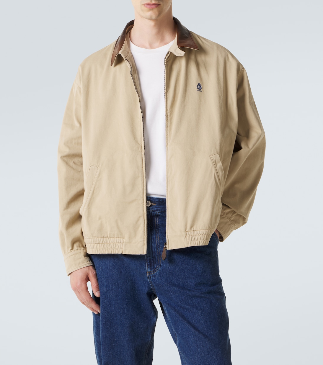Leather-trimmed cotton blouson jacket | Prada