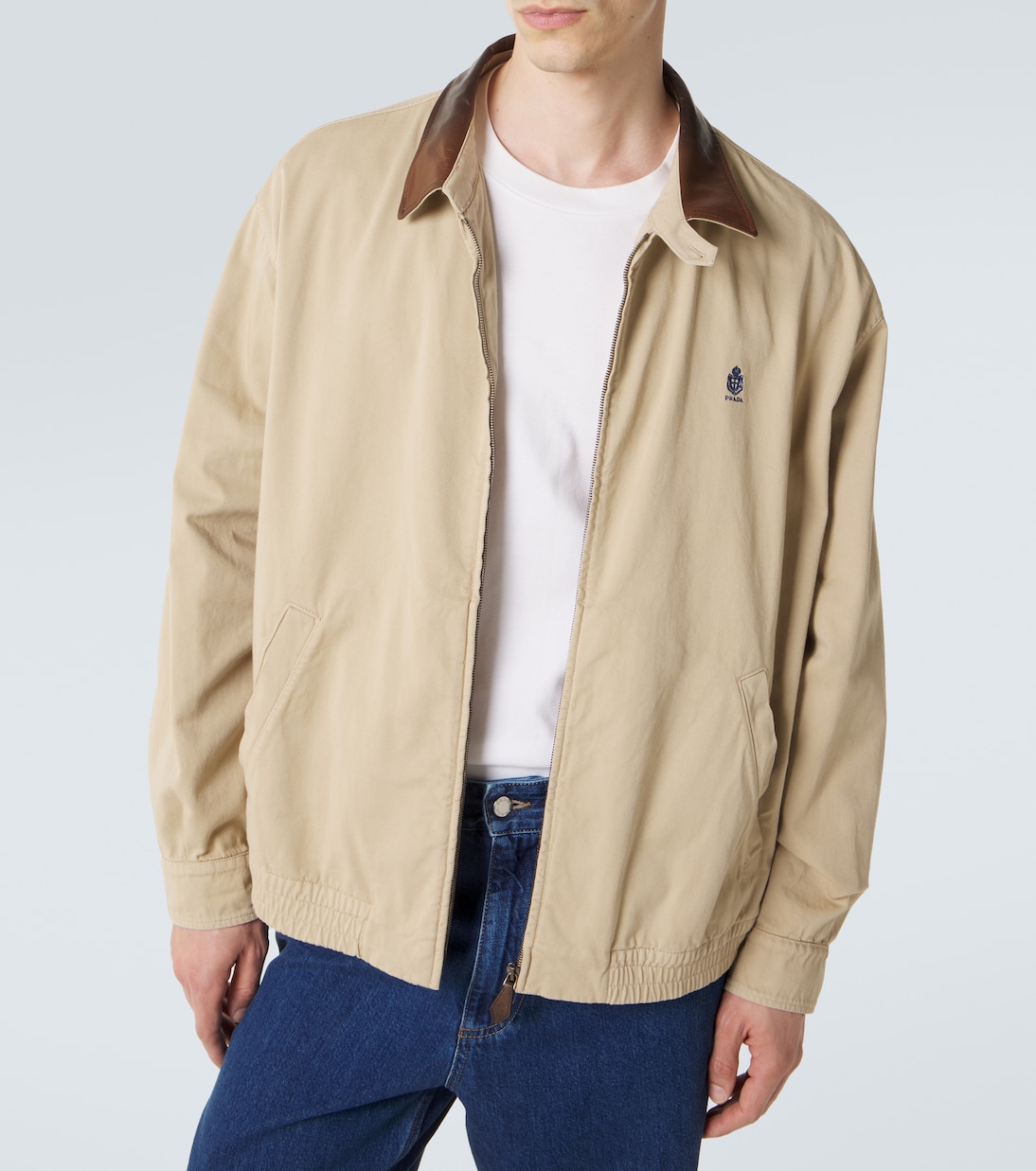 Leather-trimmed cotton blouson jacket | Prada