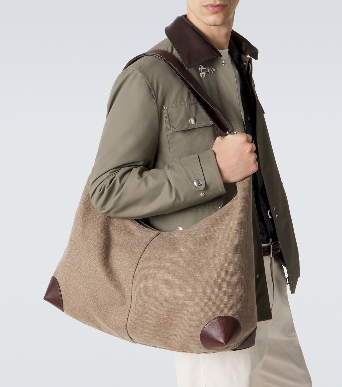 레더 트리밍 숄더 백 | Brunello Cucinelli