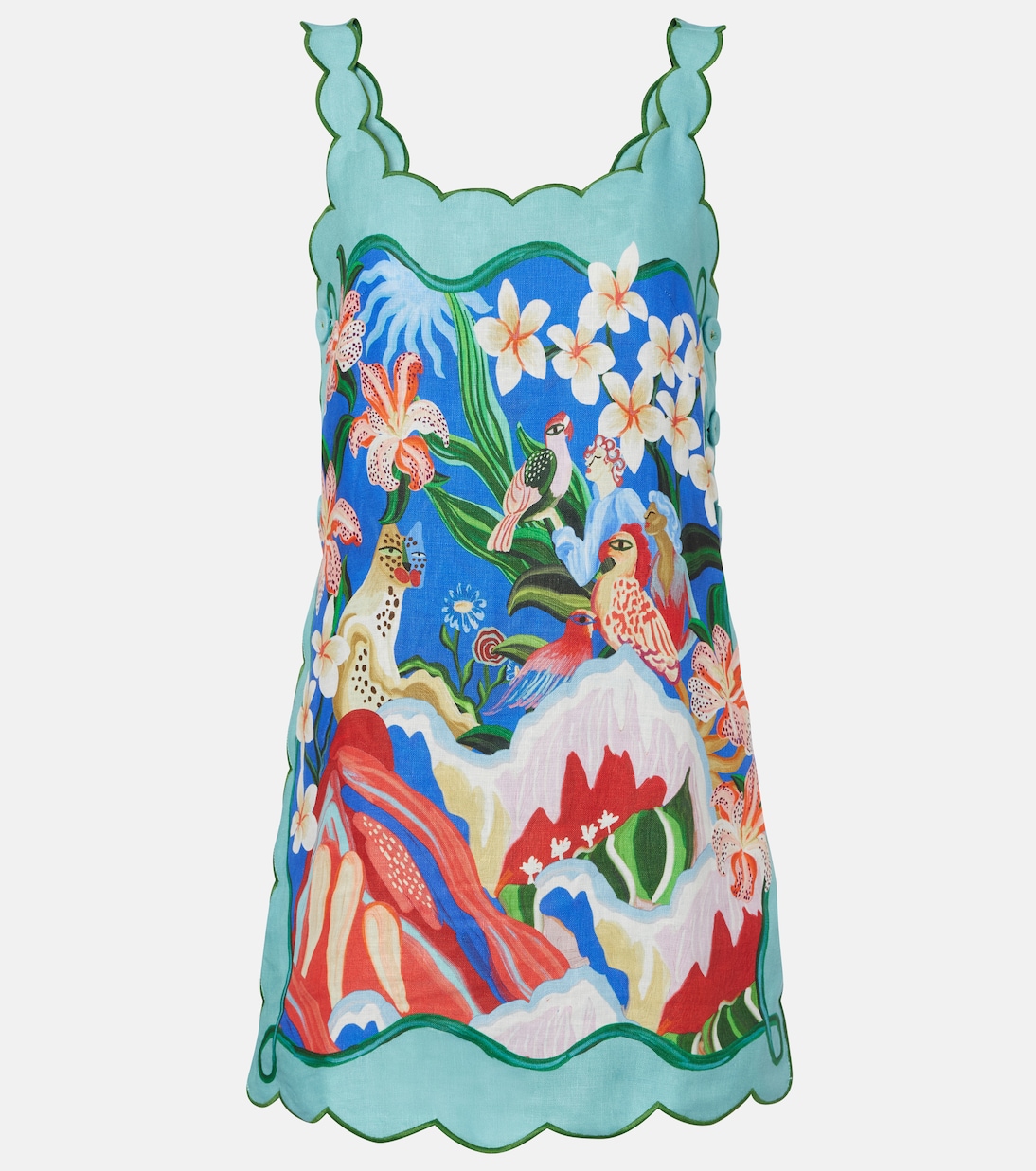 Garden printed scalloped linen minidress | Farm Rio