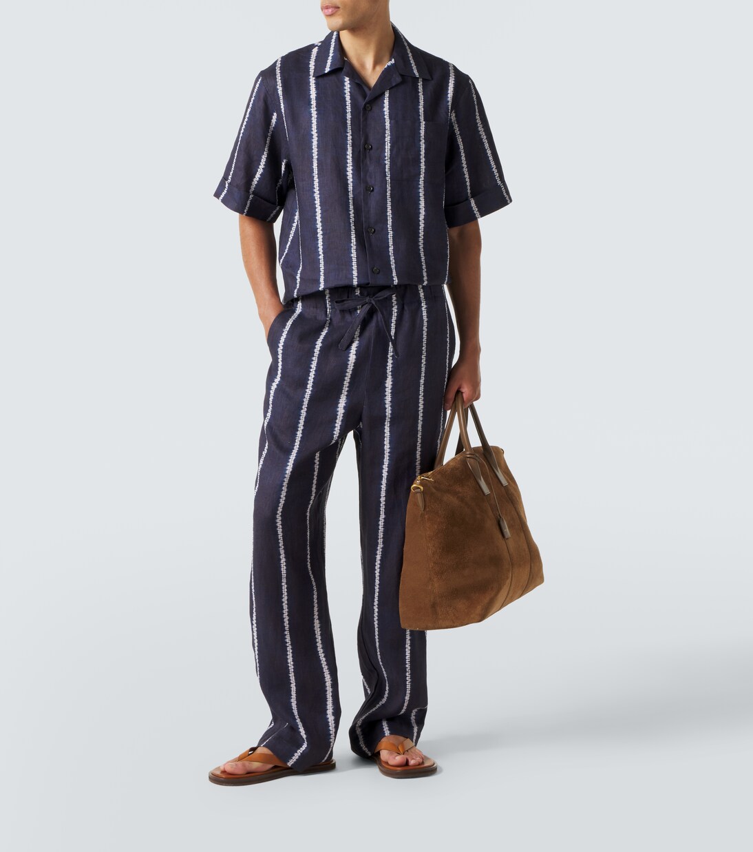 Striped linen bowling shirt | Commas