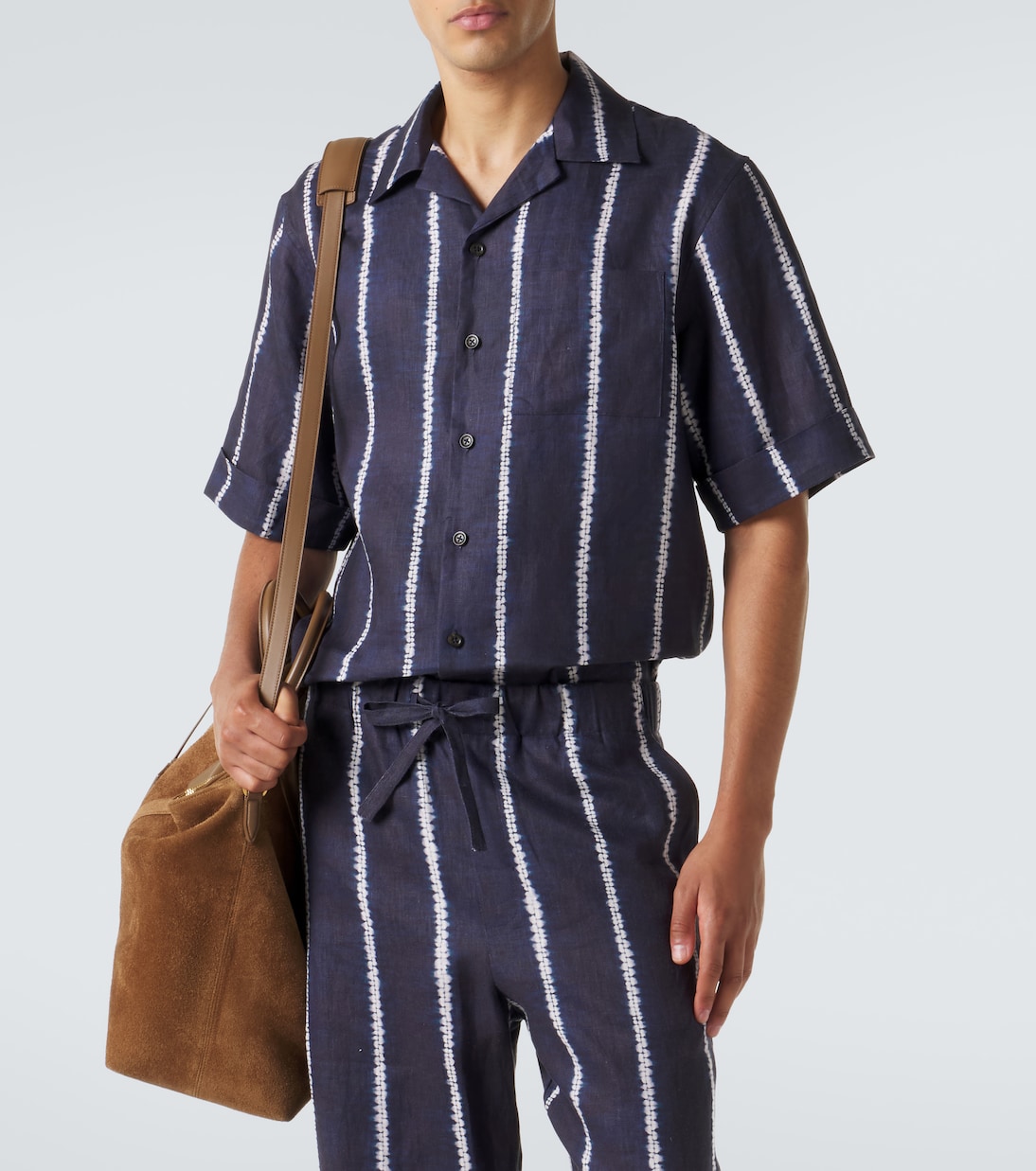 Striped linen bowling shirt | Commas