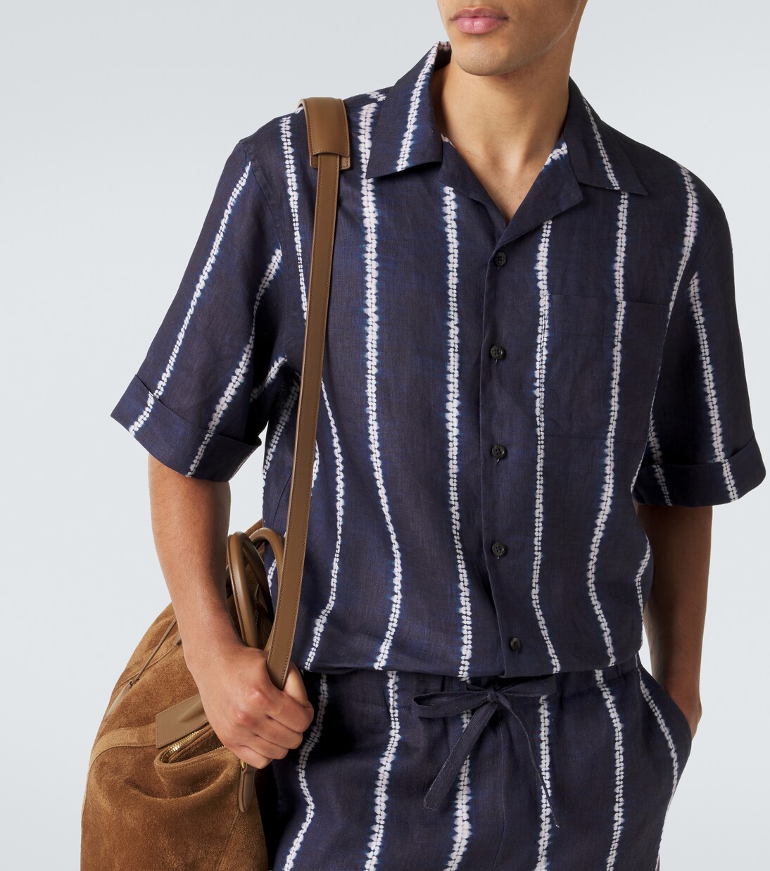 Striped linen bowling shirt | Commas