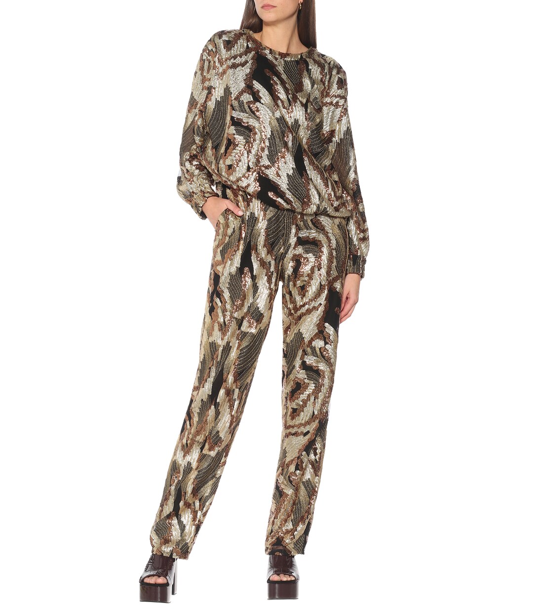 Sequined high-rise straight pants | Dries Van Noten