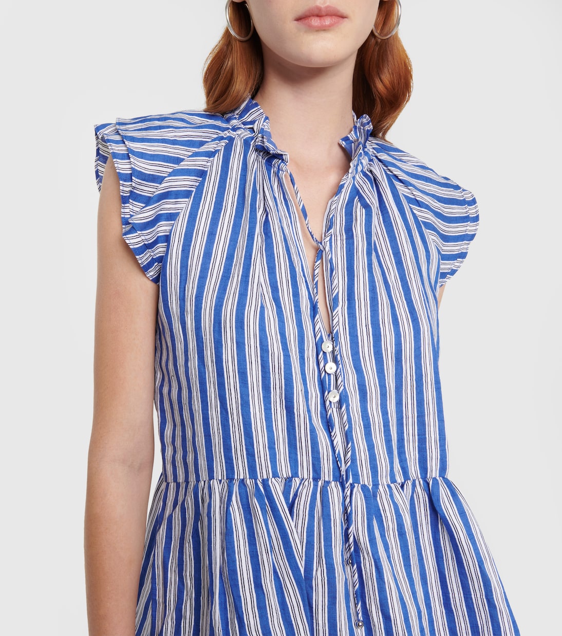 Robe rayée en lin mélangé | Veronica Beard