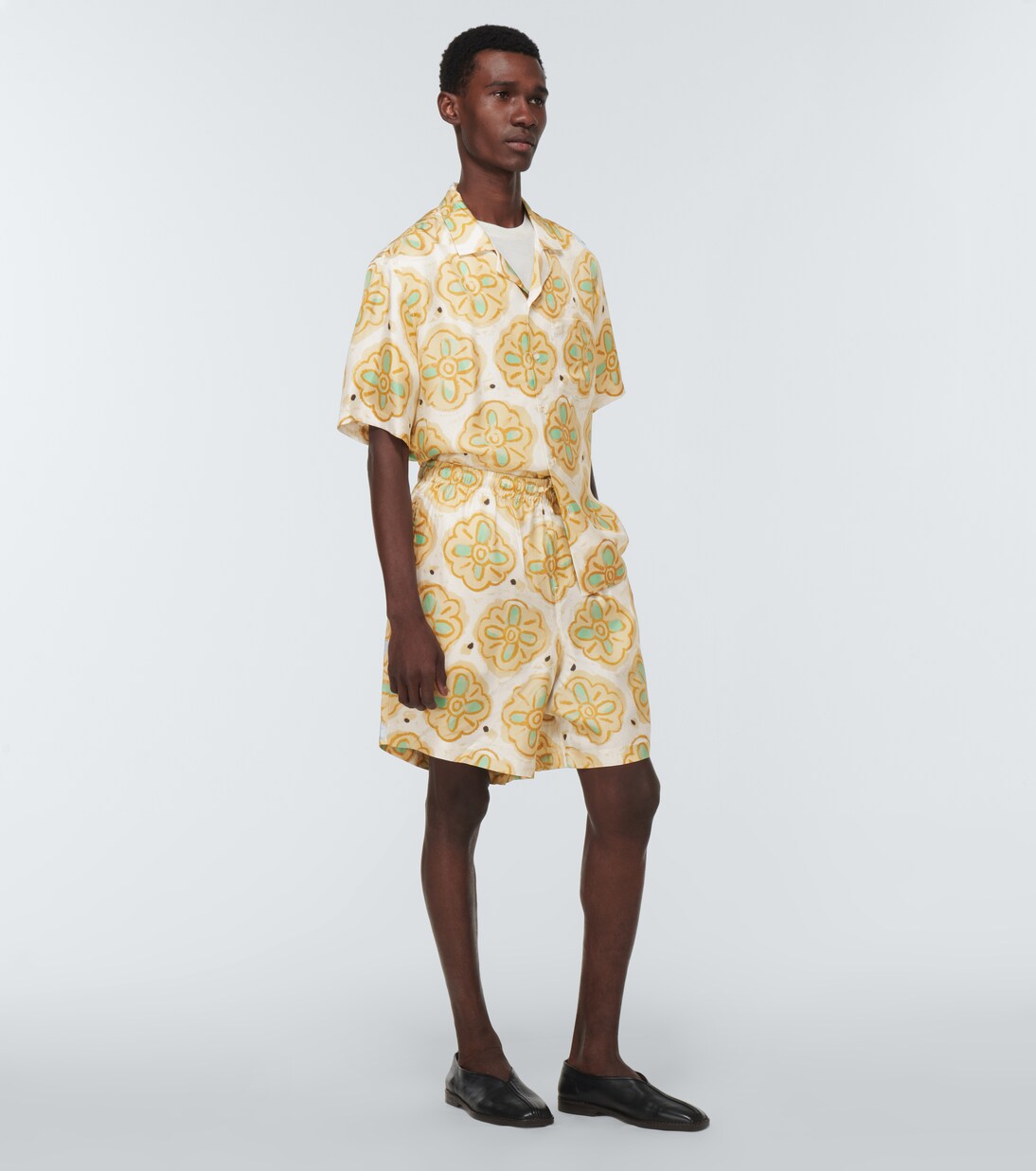 Printed silk shorts | Commas