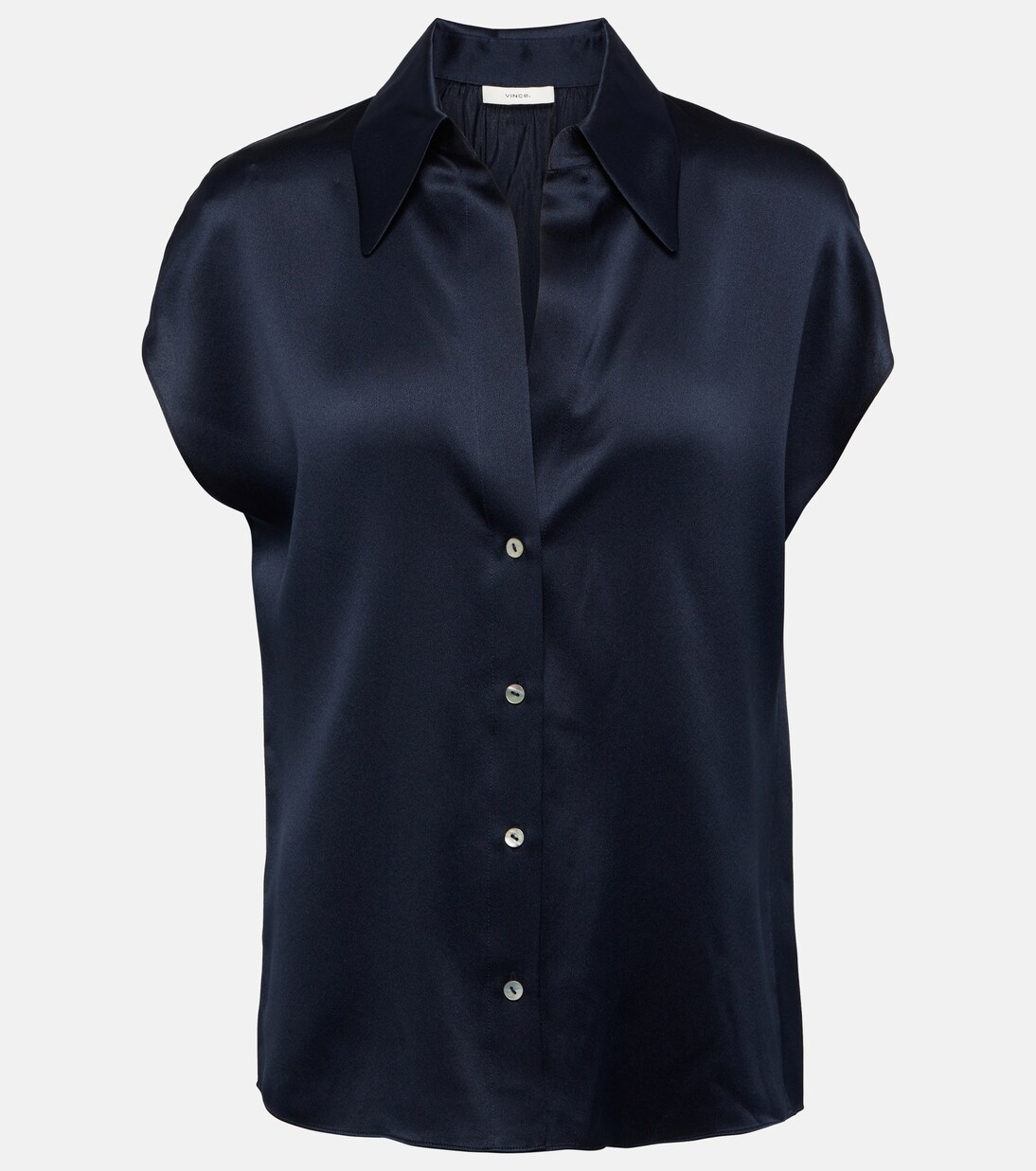 Ruched silk satin blouse | Vince
