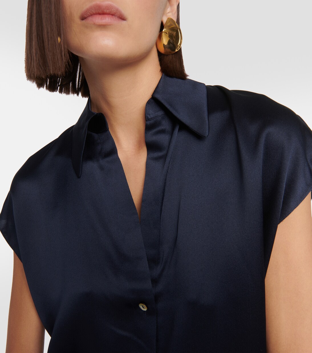 Ruched silk satin blouse | Vince