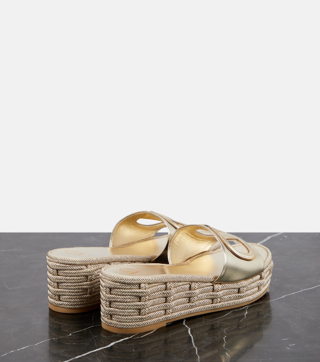VLogo Signature metallic leather slides | Valentino Garavani