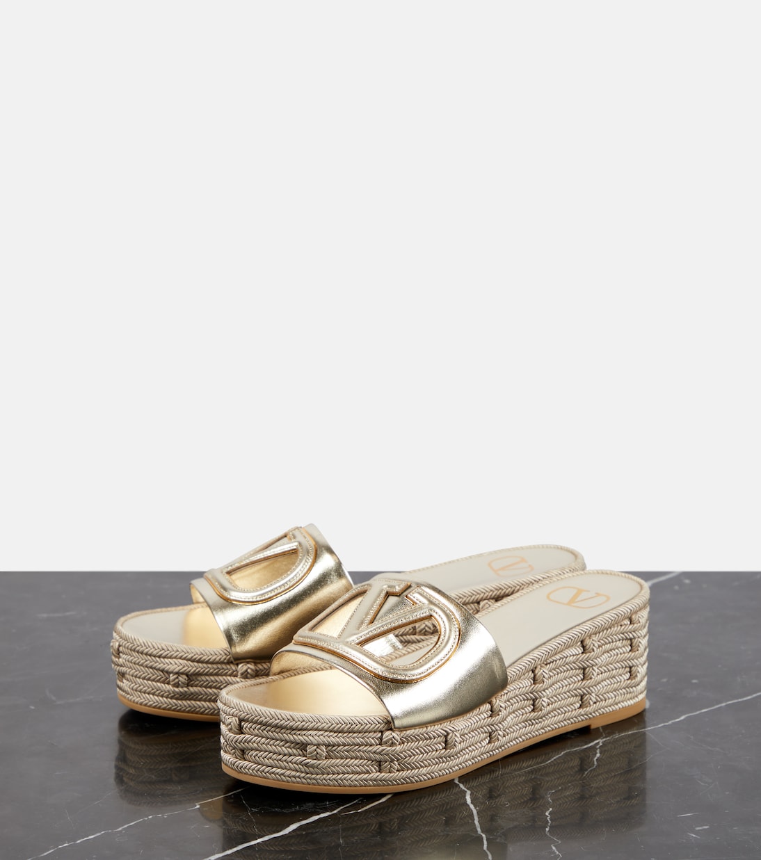 VLogo Signature metallic leather slides | Valentino Garavani