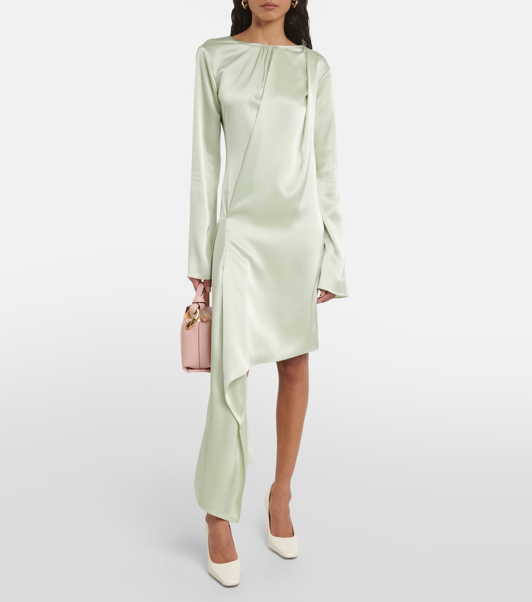 Robe midi asymétrique en satin | JW Anderson