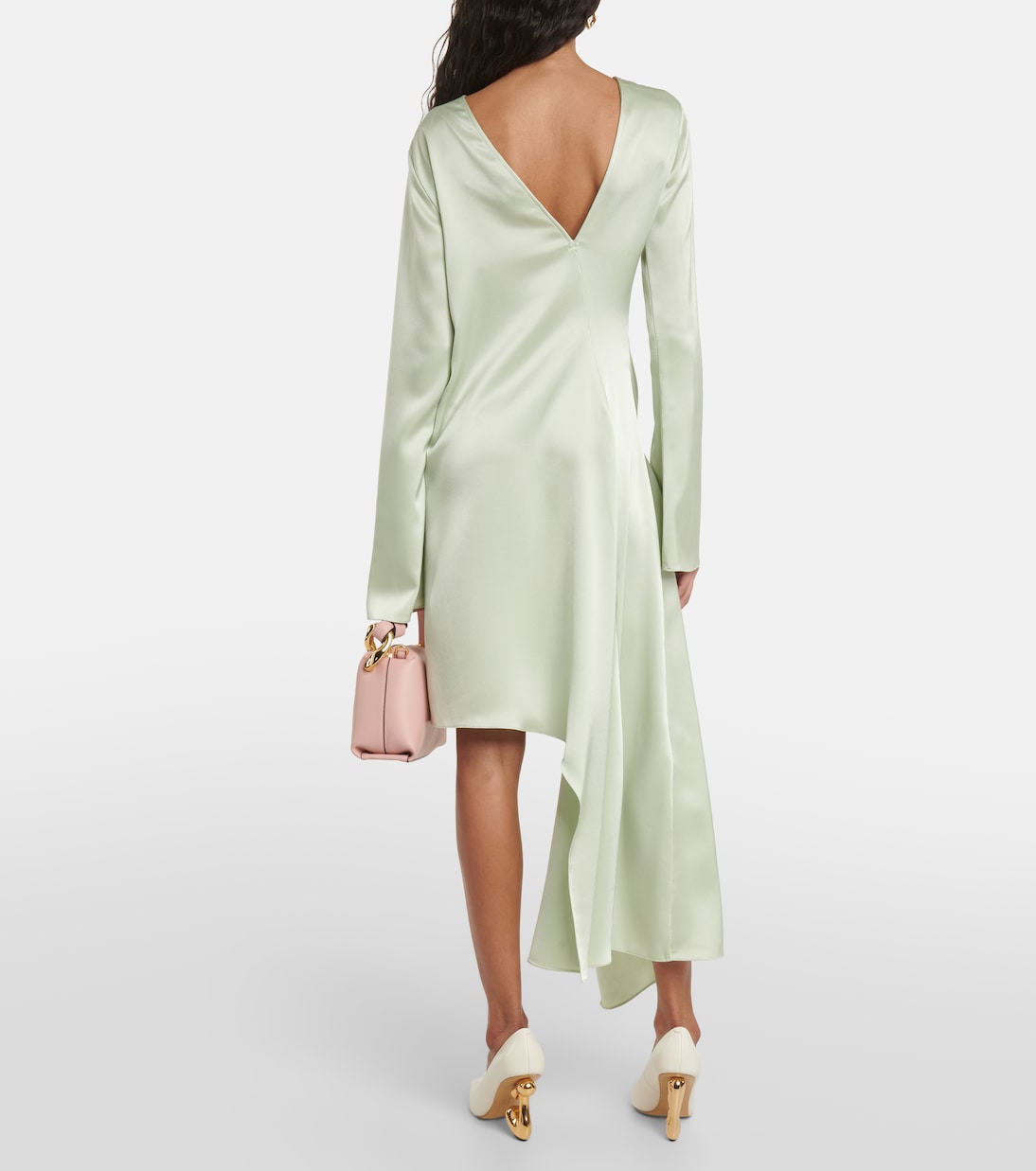 Robe midi asymétrique en satin | JW Anderson