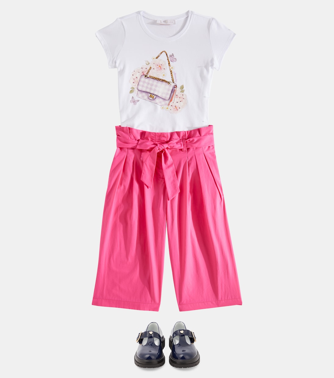 Cropped cotton poplin pants | Monnalisa