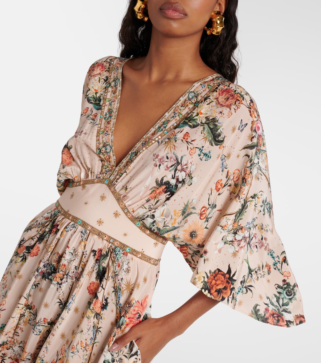 Verziertes Maxikleid aus Seide | Camilla