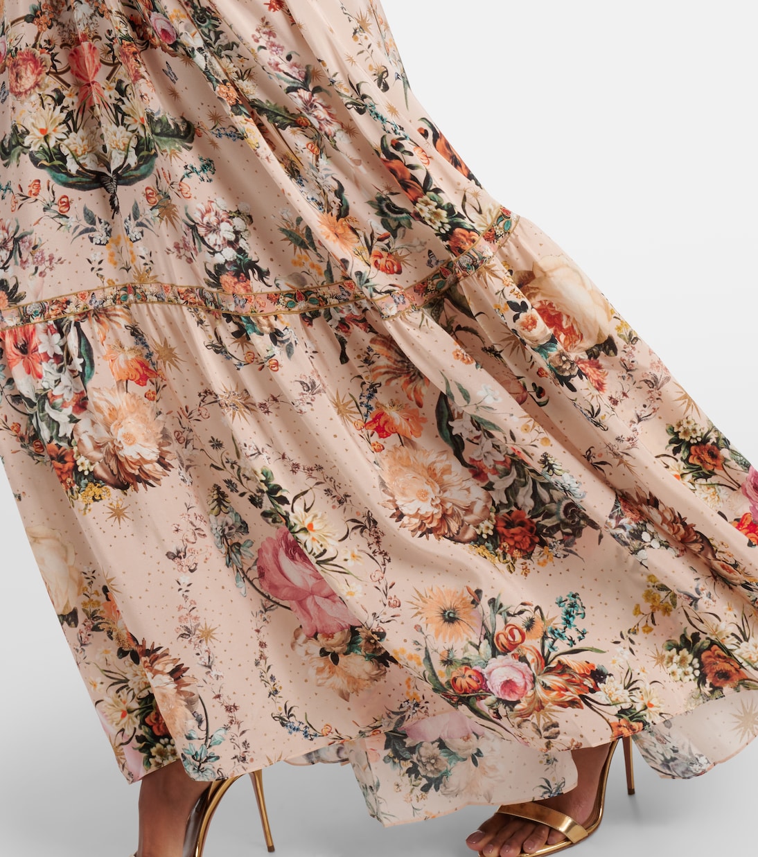 Verziertes Maxikleid aus Seide | Camilla