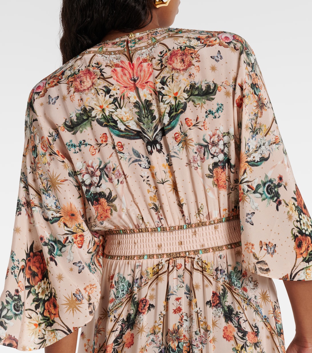 Verziertes Maxikleid aus Seide | Camilla