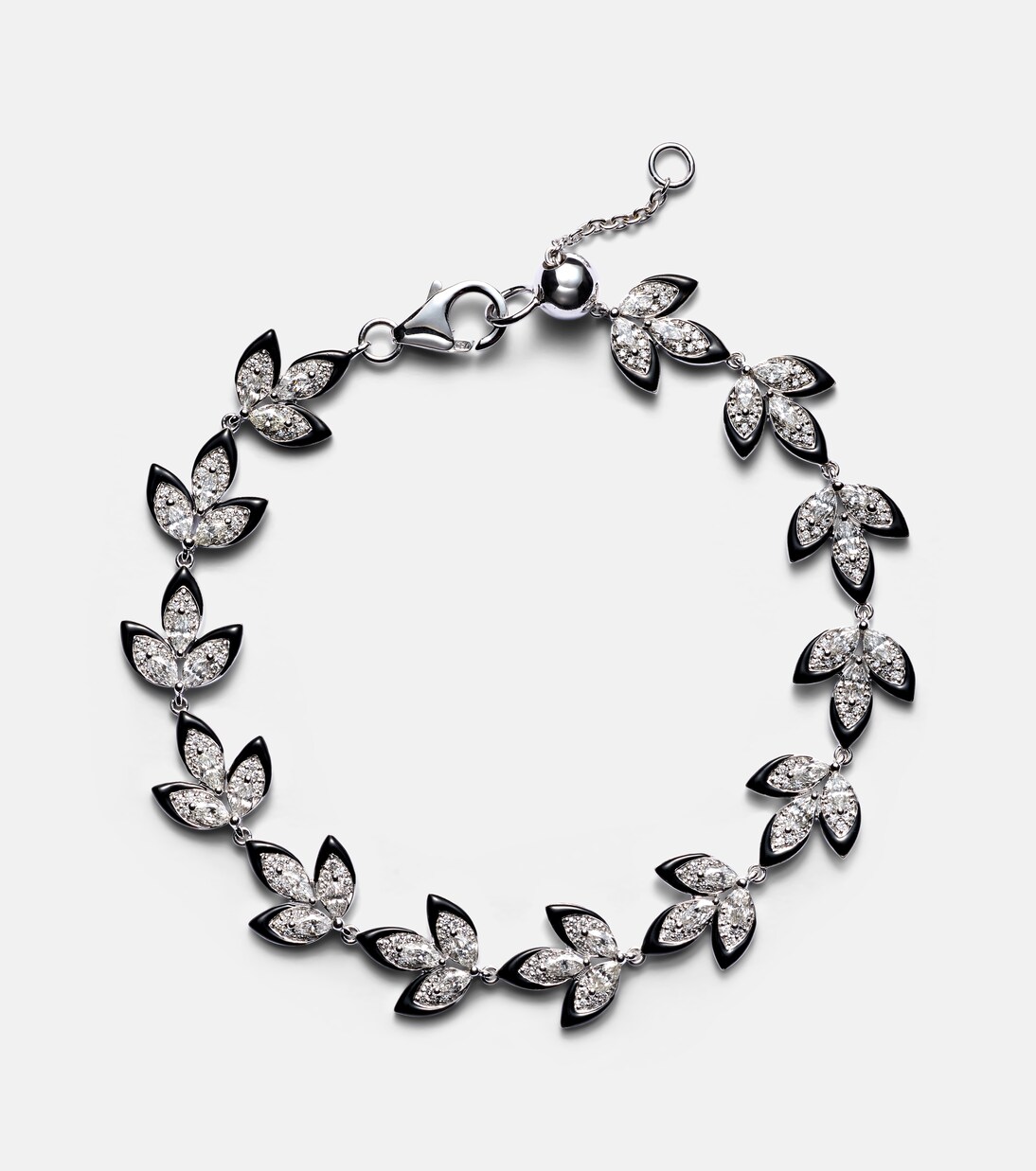 Bracelet Enamel Leaf en or blanc 18 ct et diamants | Kamyen