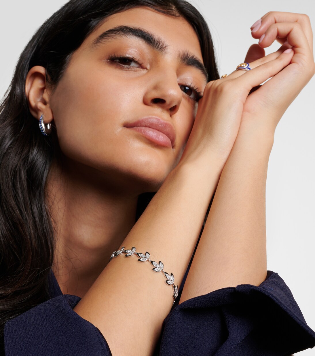 Bracelet Enamel Leaf en or blanc 18 ct et diamants | Kamyen