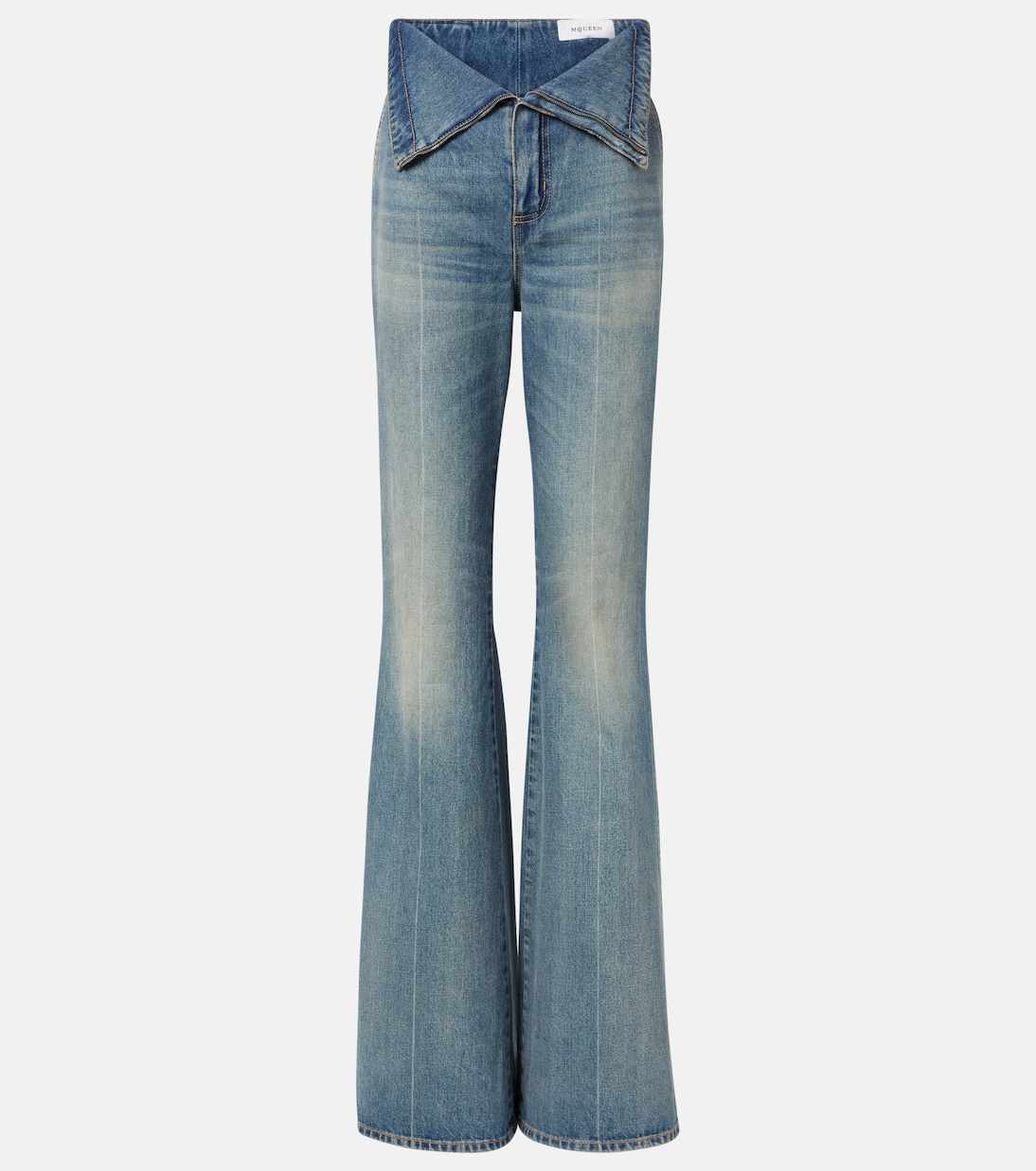 Faded high-rise bootcut jeans | McQueen