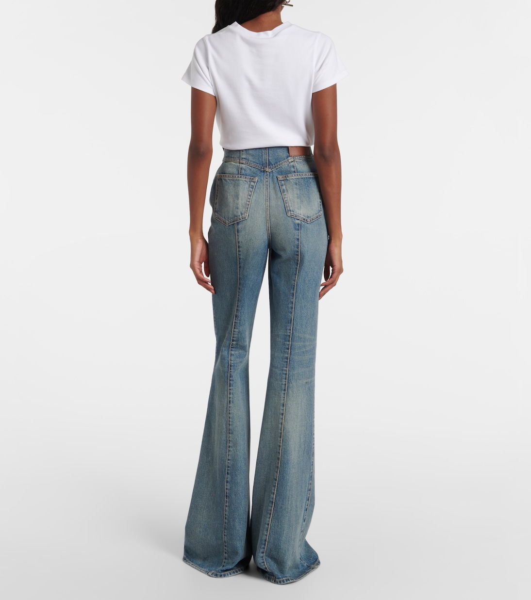 Faded high-rise bootcut jeans | McQueen