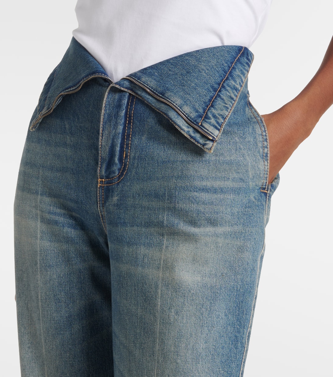 Faded high-rise bootcut jeans | McQueen
