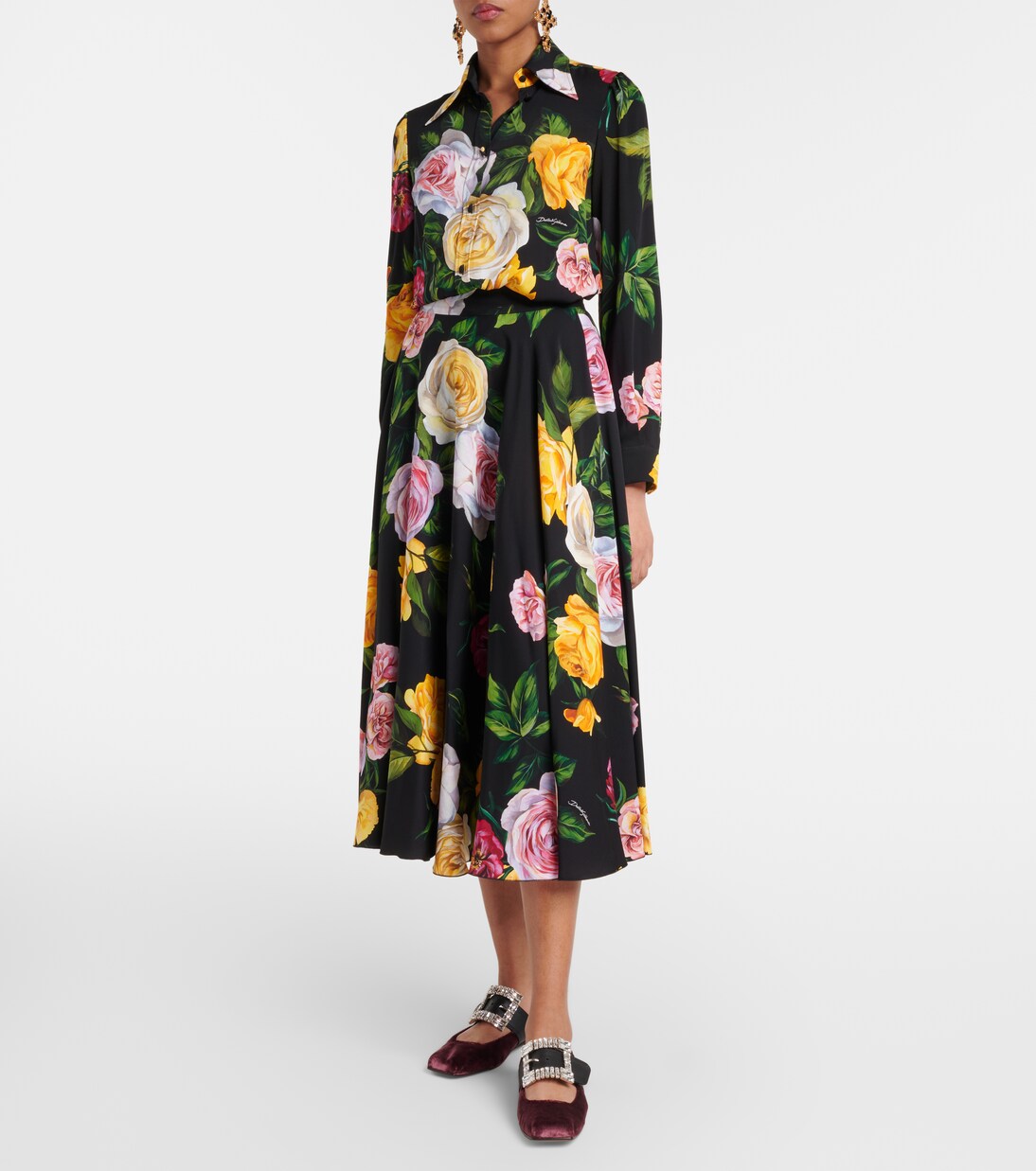 Embellished leather-trimmed velvet flats | Dolce&Gabbana