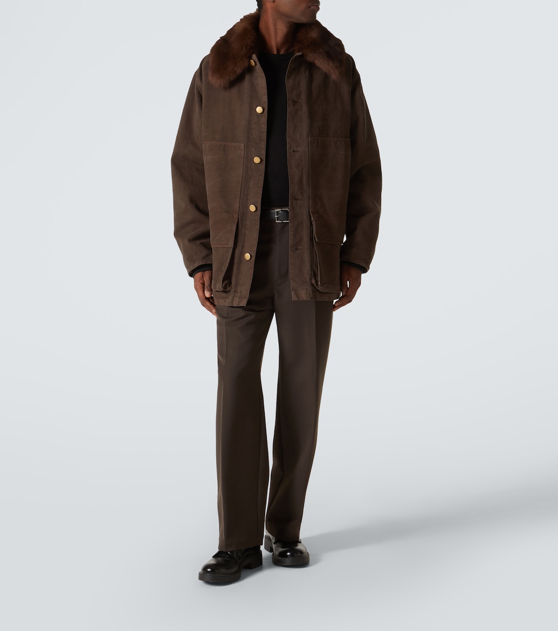 Shearling-trimmed cotton canvas jacket | Prada