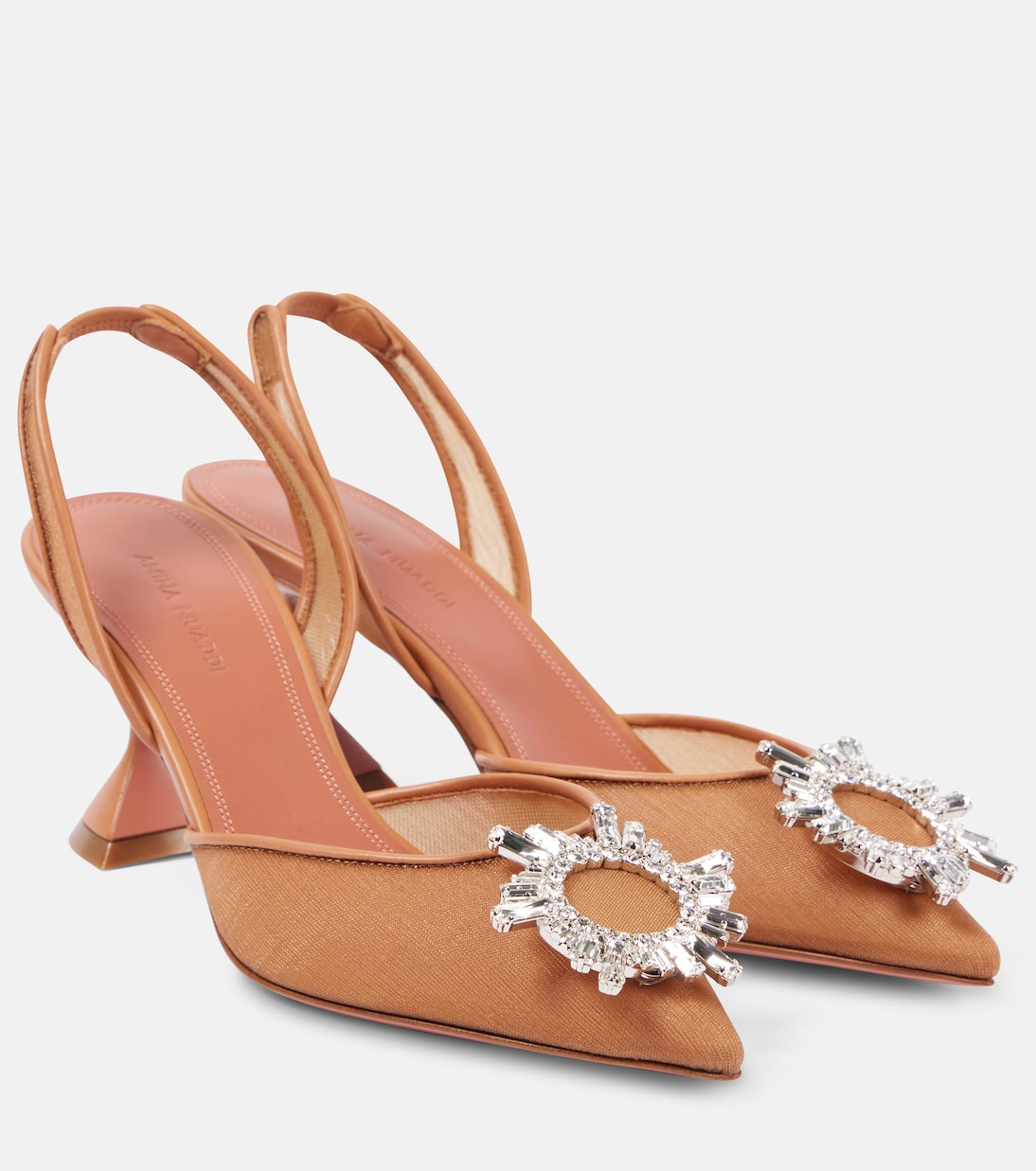 Pumps slingback Begum 70 in mesh con cristalli | Amina Muaddi