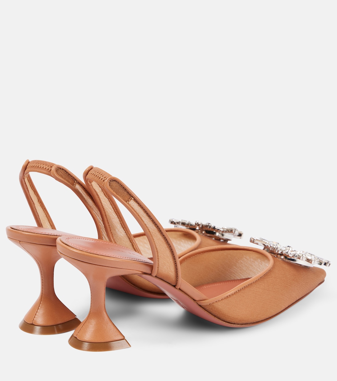 Pumps slingback Begum 70 in mesh con cristalli | Amina Muaddi