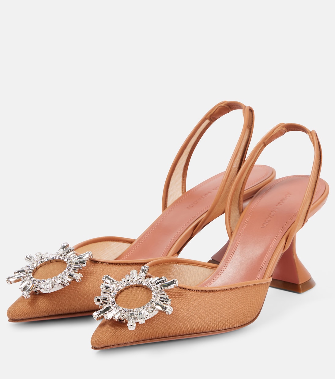 Pumps slingback Begum 70 in mesh con cristalli | Amina Muaddi