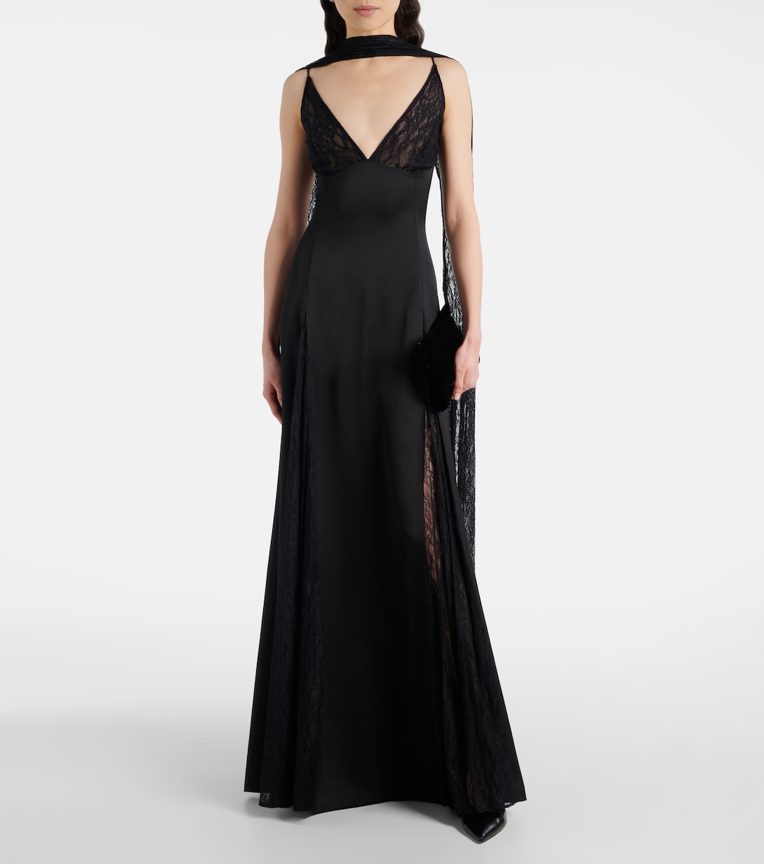 Abito lungo Paige in raso con pizzo | The New Arrivals Ilkyaz Ozel