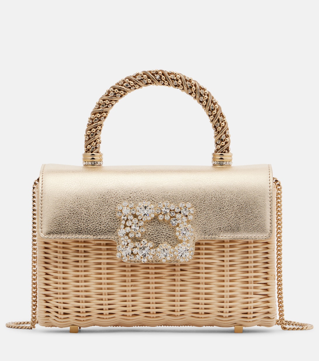 Tote Bag Jewel Efflorence Mini aus Rattan | Roger Vivier