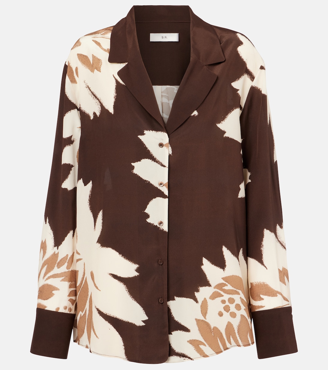 Chemise en satin de soie à fleurs | SIR