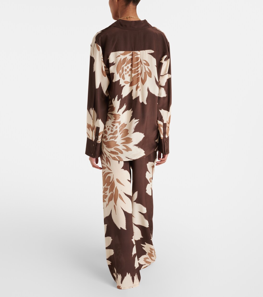 Chemise en satin de soie à fleurs | SIR