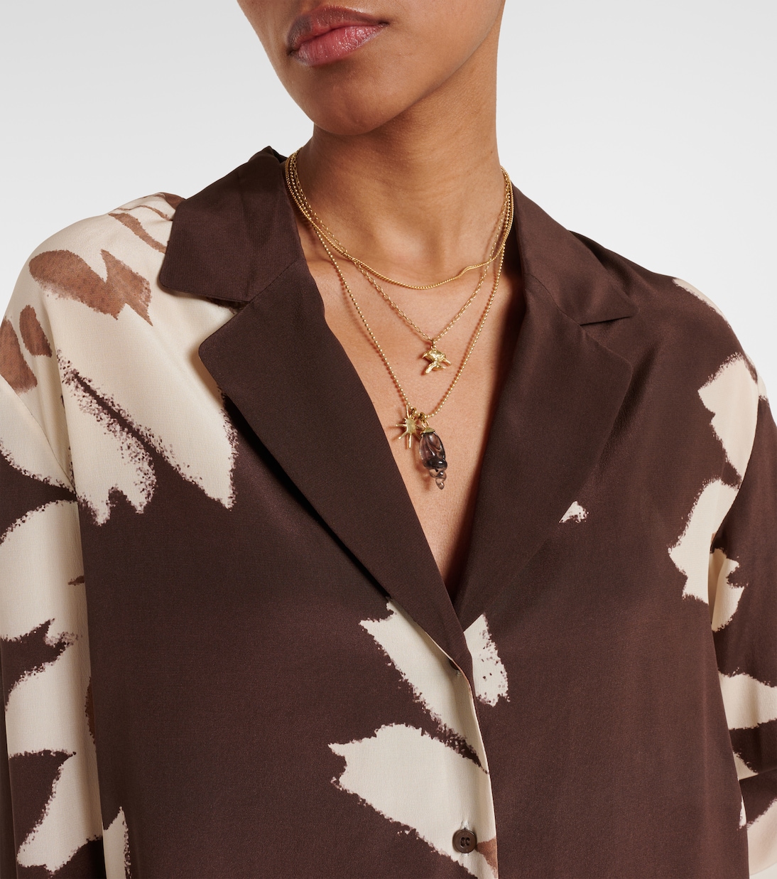 Chemise en satin de soie à fleurs | SIR