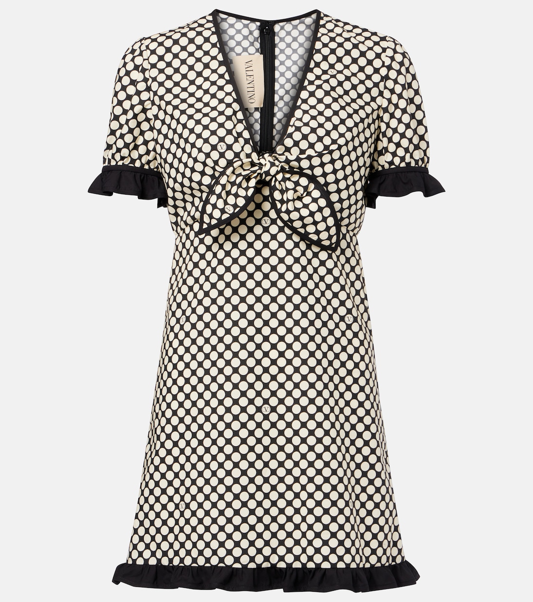 Ruffled polka-dot cotton poplin minidress | Valentino