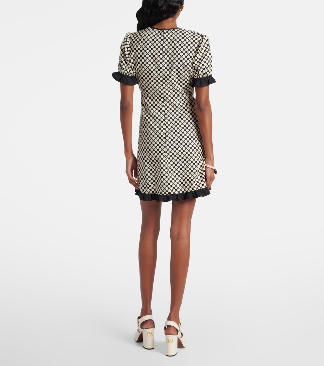 Ruffled polka-dot cotton poplin minidress | Valentino
