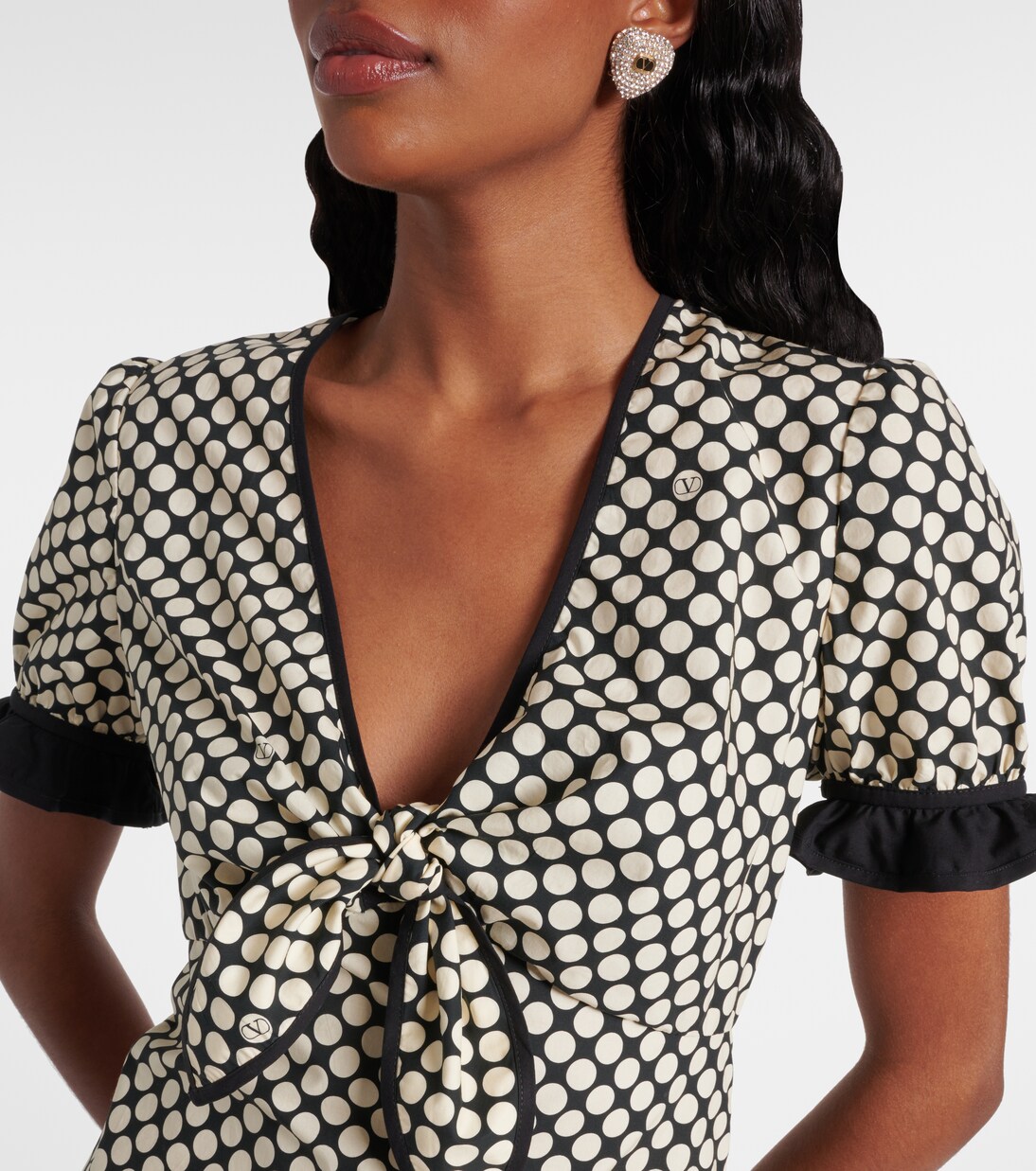 Ruffled polka-dot cotton poplin minidress | Valentino