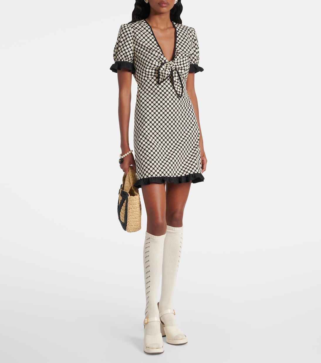 Ruffled polka-dot cotton poplin minidress | Valentino