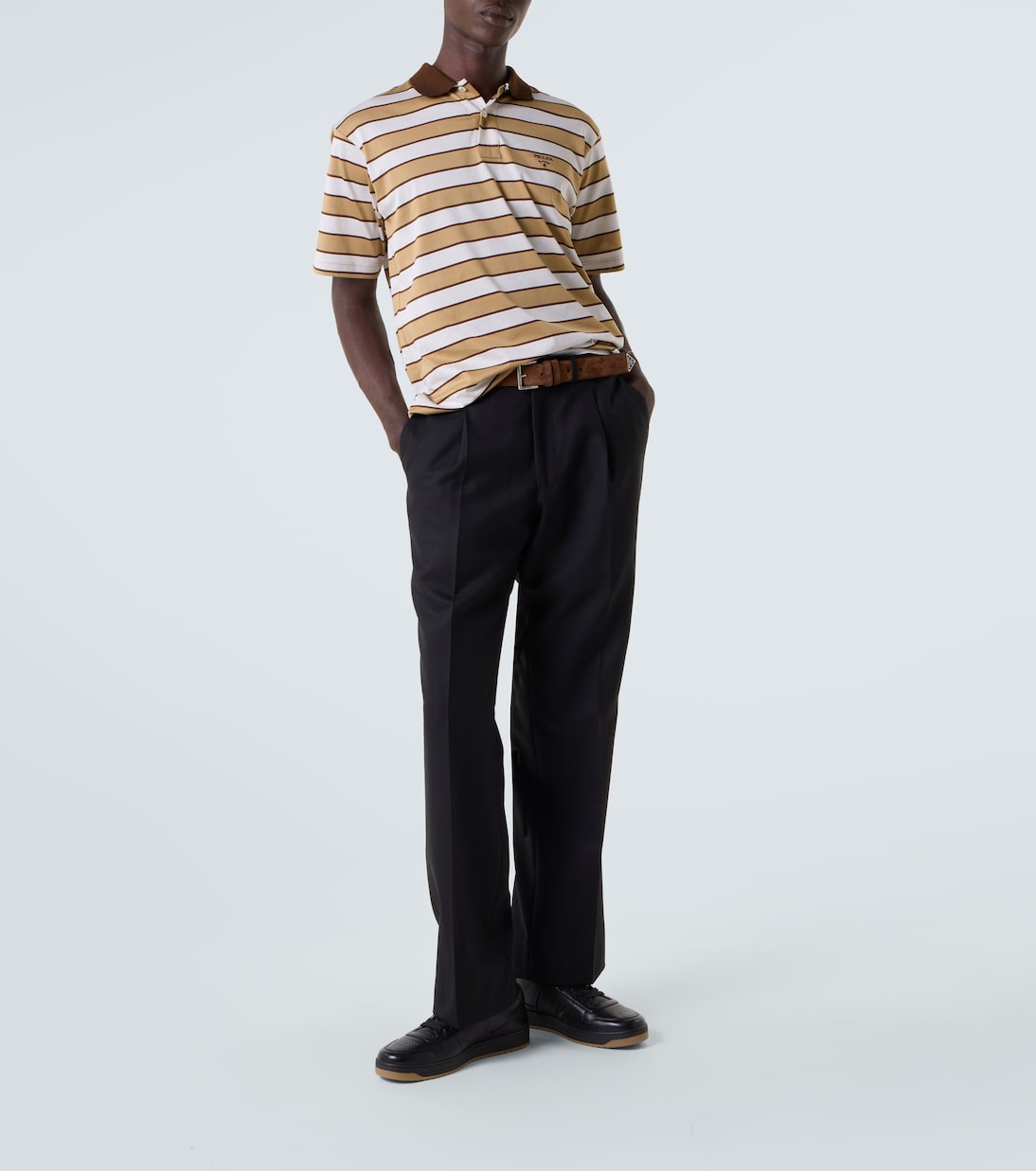 Downtown leather sneakers | Prada