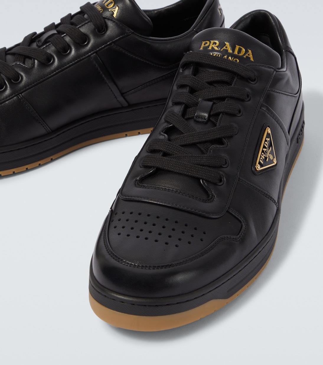 Downtown leather sneakers | Prada
