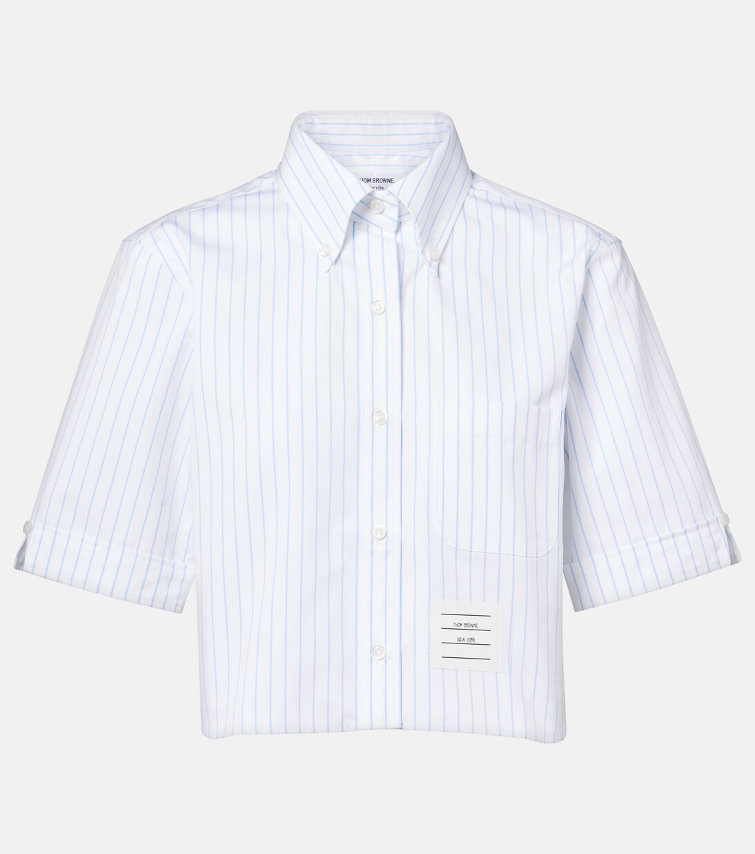 Chemise raccourci rayée en coton | Thom Browne