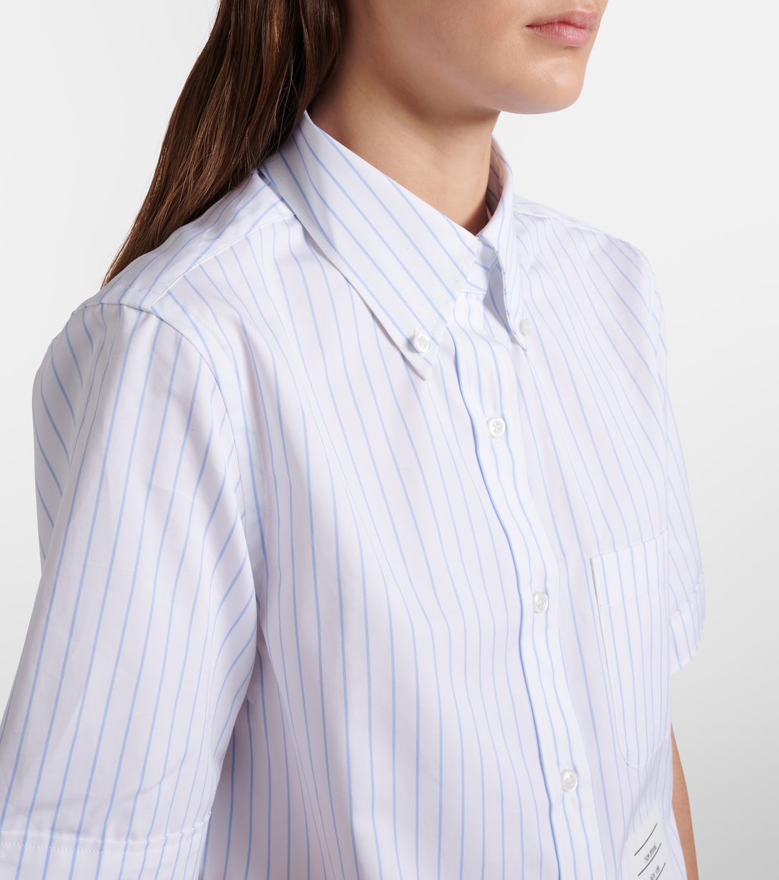 Chemise raccourci rayée en coton | Thom Browne