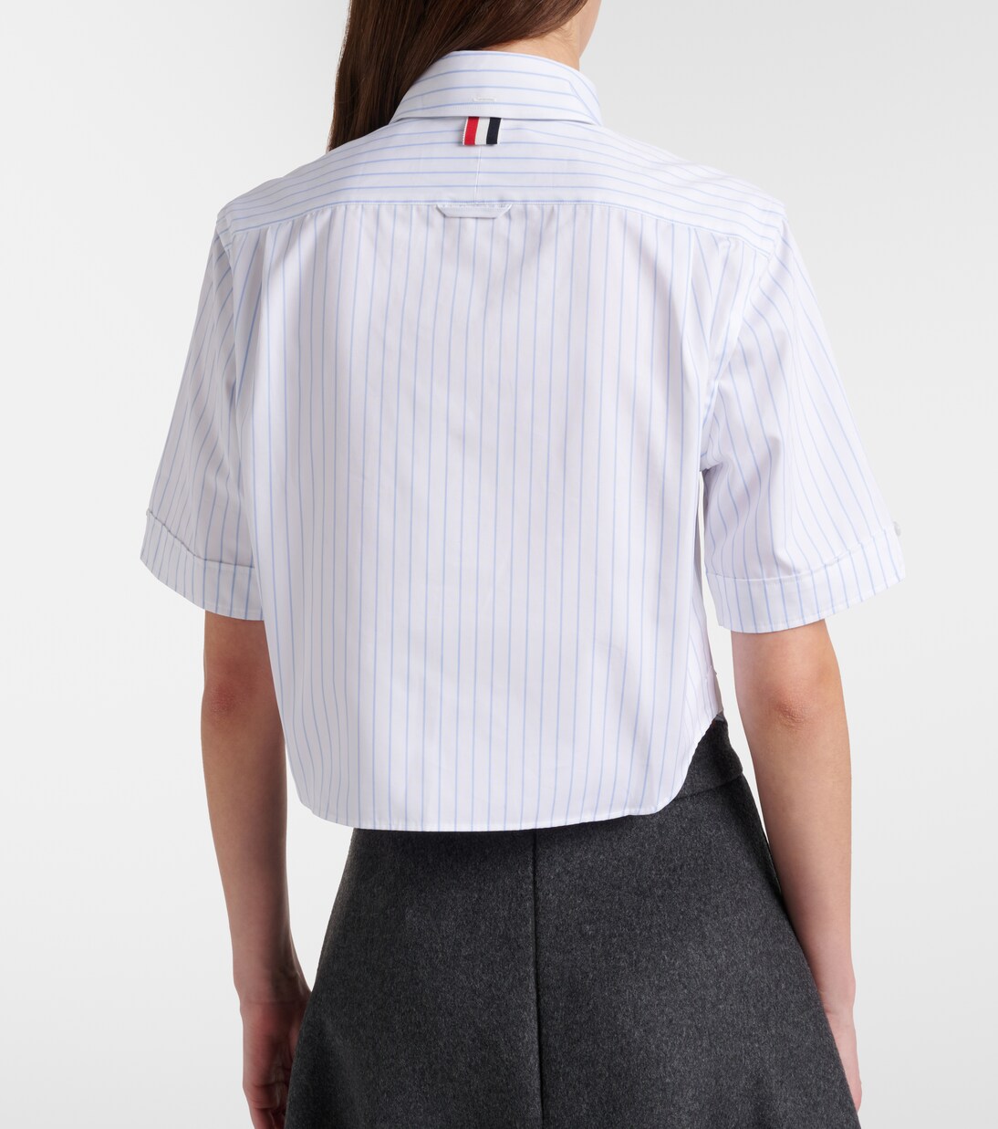 Chemise raccourci rayée en coton | Thom Browne
