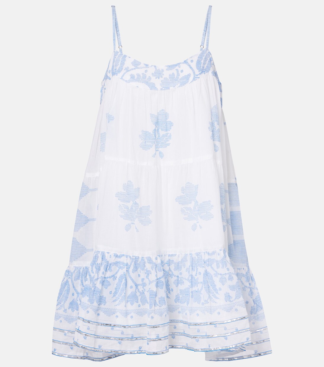Printed ruched cotton slip dress | Juliet Dunn
