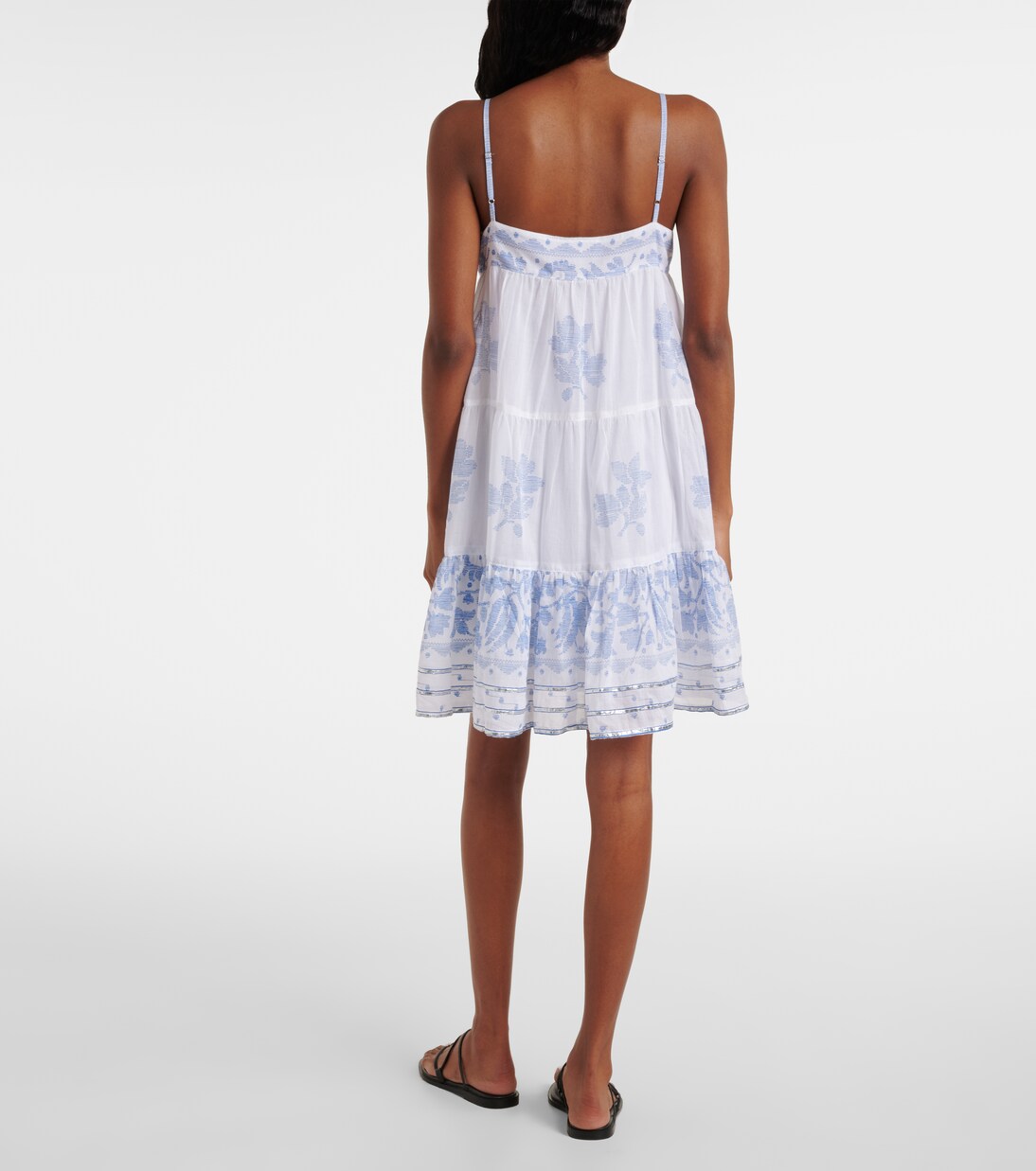 Printed ruched cotton slip dress | Juliet Dunn