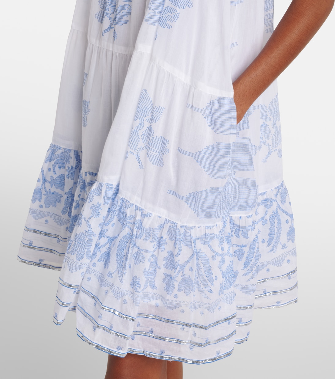 Printed ruched cotton slip dress | Juliet Dunn