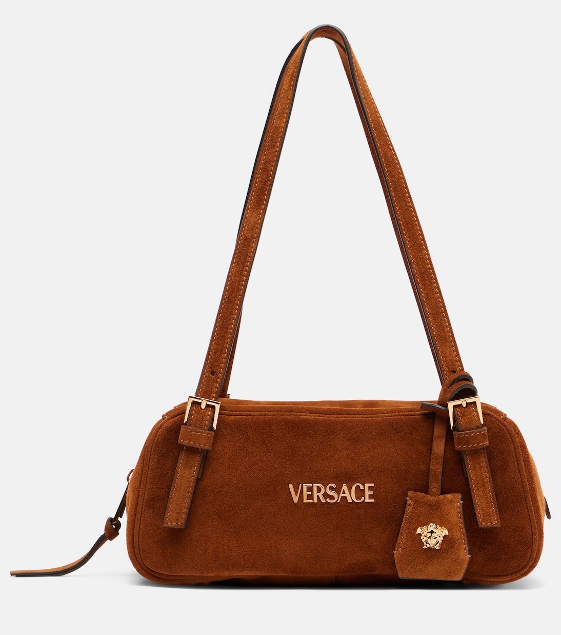 Versace Tag suede shoulder bag | Versace