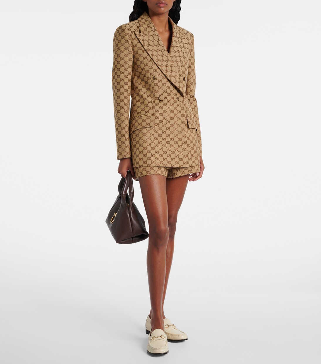 Blazer en mezcla de algodón con GG en jacquard | Gucci