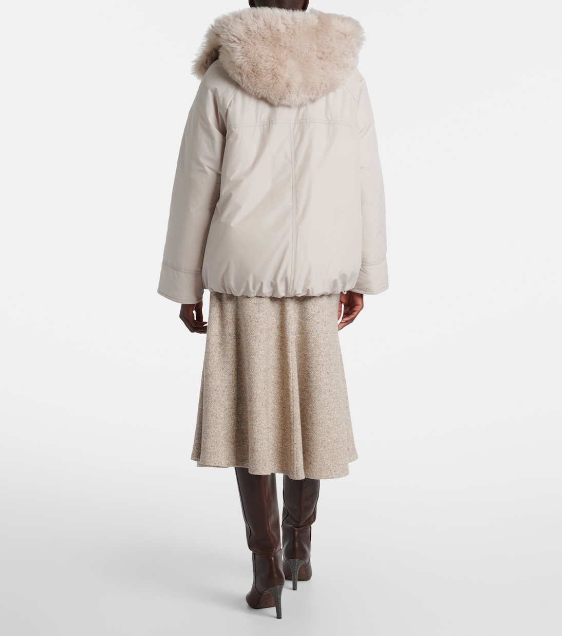 Shearling-trimmed taffeta down jacket | Brunello Cucinelli
